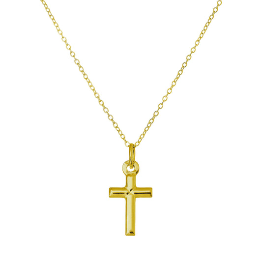 Gold Plated Sterling Silver Cross 18 Inch Necklace