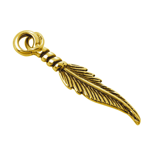 Gold Plated Sterling Silver Feather Charm