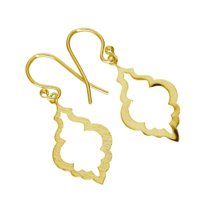 Gold Plated Sterling Silver Open Shell Shape Drop Earrings