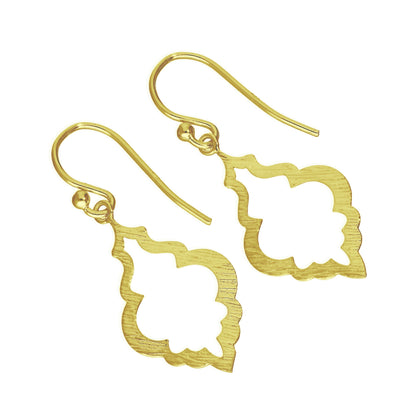 Gold Plated Sterling Silver Open Shell Shape Drop Earrings