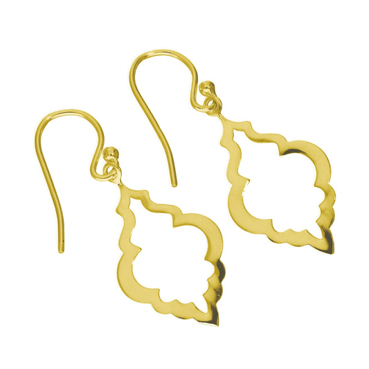 Gold Plated Sterling Silver Open Shell Shape Drop Earrings