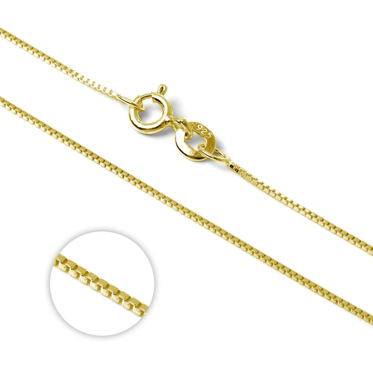 Gold Plated Sterling Silver Box Chain 14 Inches