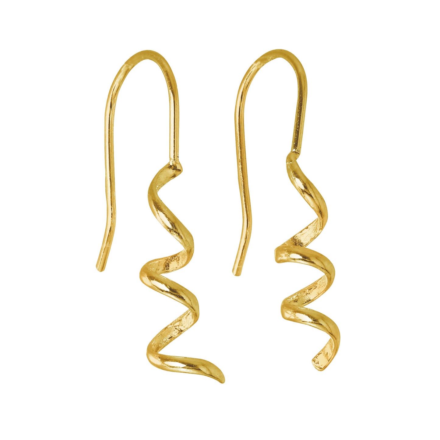 Gold Plated Sterling Silver Corkscrew Twist Dangle Earrings