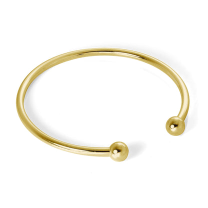 Gold Plated Sterling Silver Adult 65mm Hollow Torque Bangle