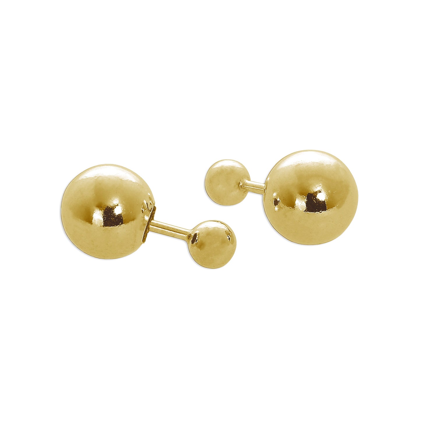 Gold Plated Sterling Silver Double Sided 8mm & 4mm Ball Stud Earrings