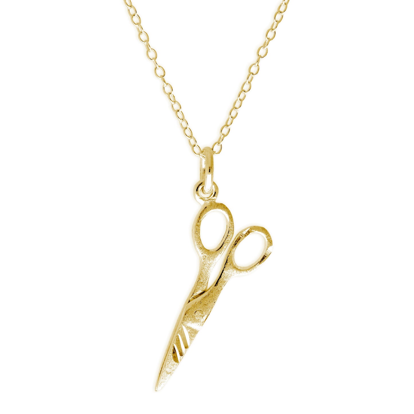 Gold Plated Matt Sterling Silver Scissors Necklace 18 Inches