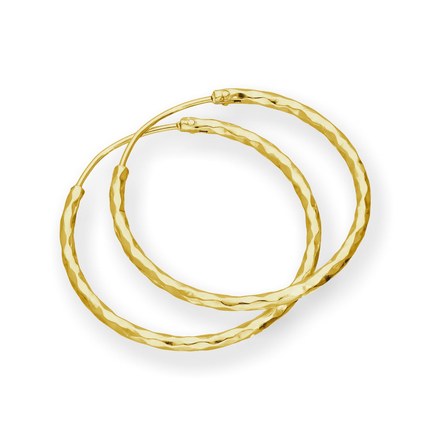 Gold Plated Sterling Silver Diamond Cut Hoop Earrings 24mm