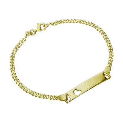 Gold Plated Sterling Silver Engravable ID Bracelet 6 Inches