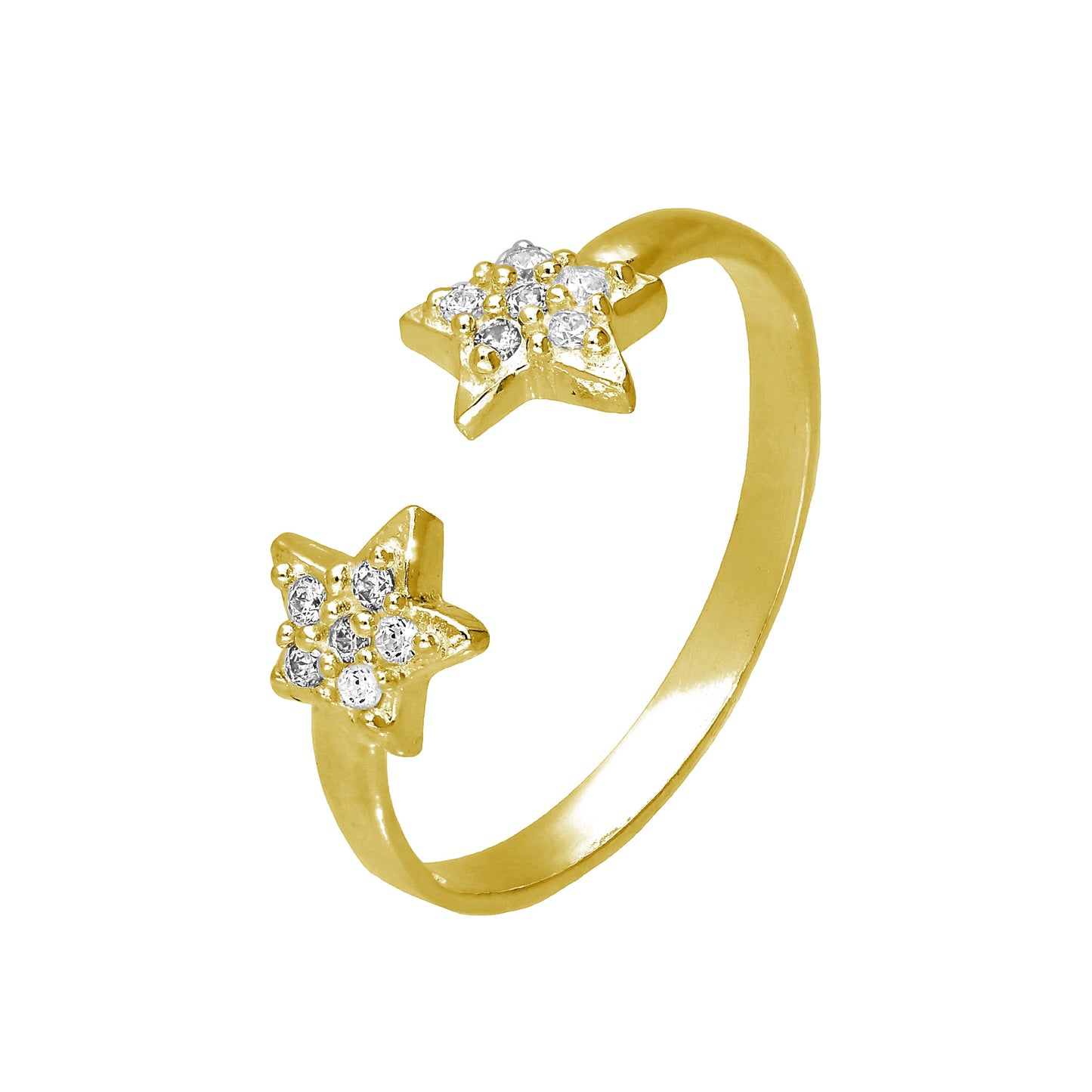 Gold Plated Sterling Silver CZ Starfish Adjustable Toe Ring