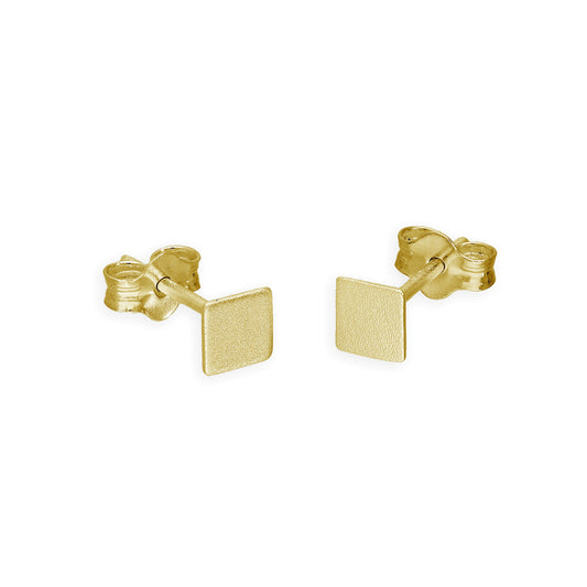 Gold Plated Sterling Silver 4mm Square Stud Earrings