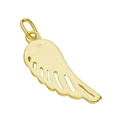 Gullbelagt Sterling Sølv Angel Wing Charm