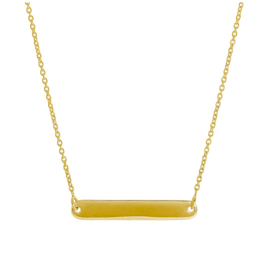 Gold Plated Sterling Silver Engravable Bar 17 Inch Necklace