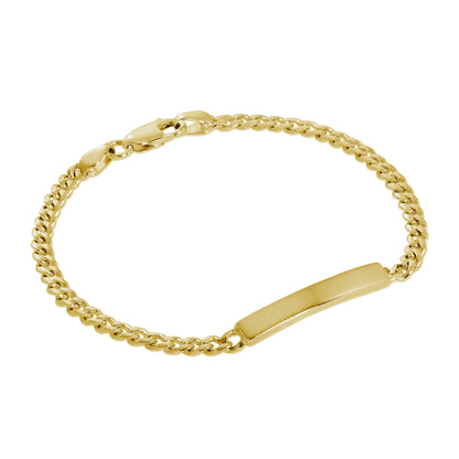 Gold Plated Sterling Silver 3mm Curb ID Bracelet 7 Inches