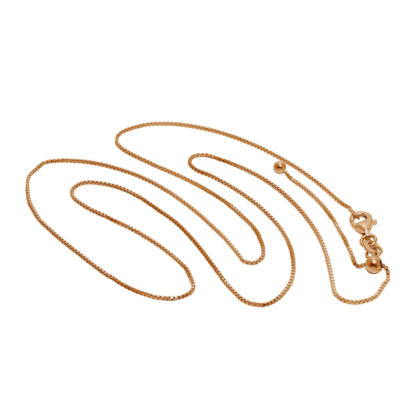 Rose Gold Plated Sterling Silver Adjustable Slider Box Chain