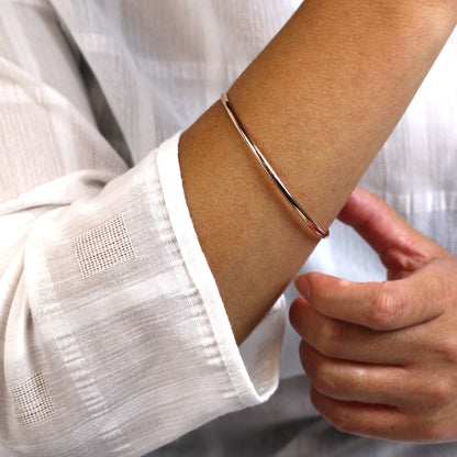 Rose Gold Plated Simple Sterling Silver Plain 3mm Bangle