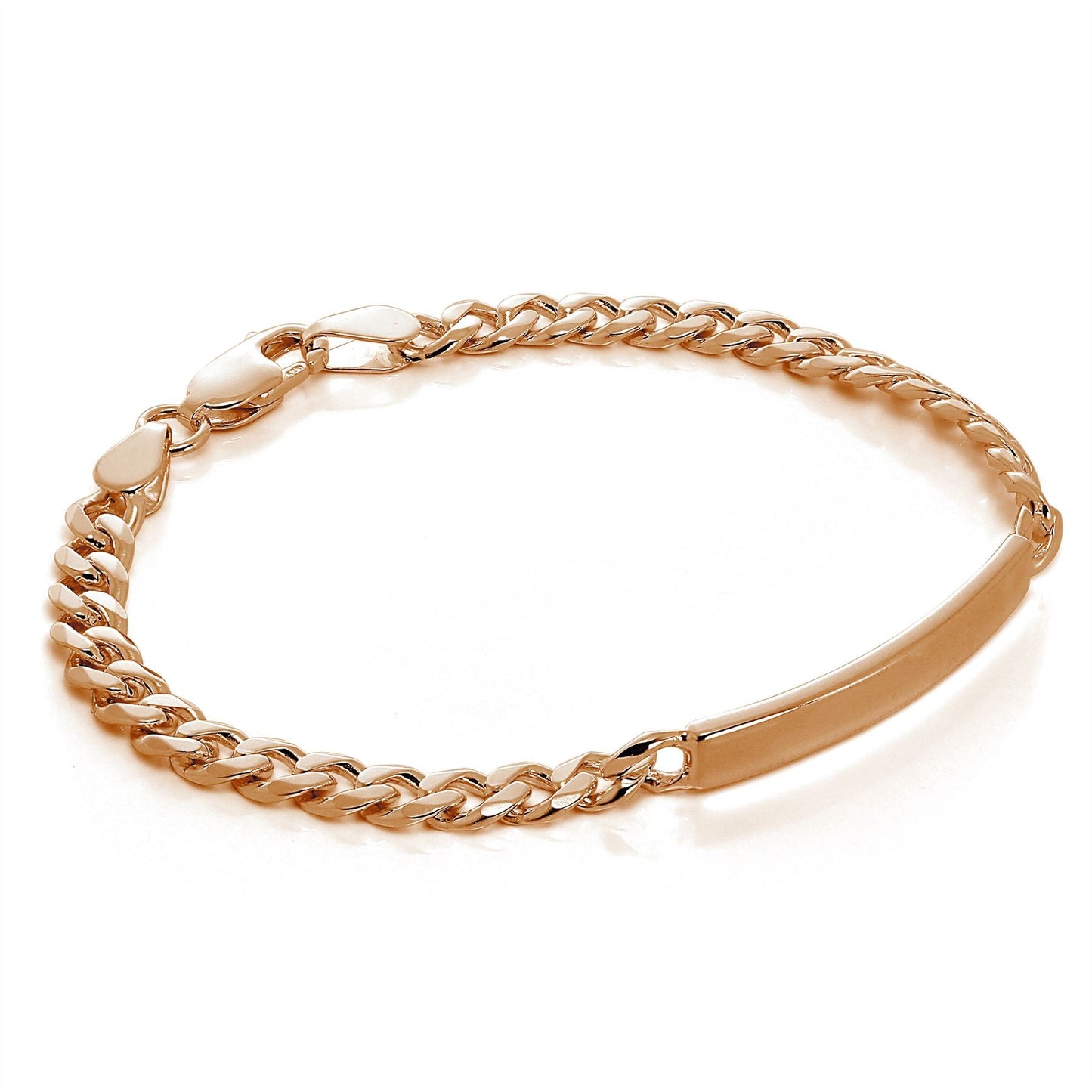 Rose Gold Plated Sterling Silver 7 Inch Engravable ID Bracelet