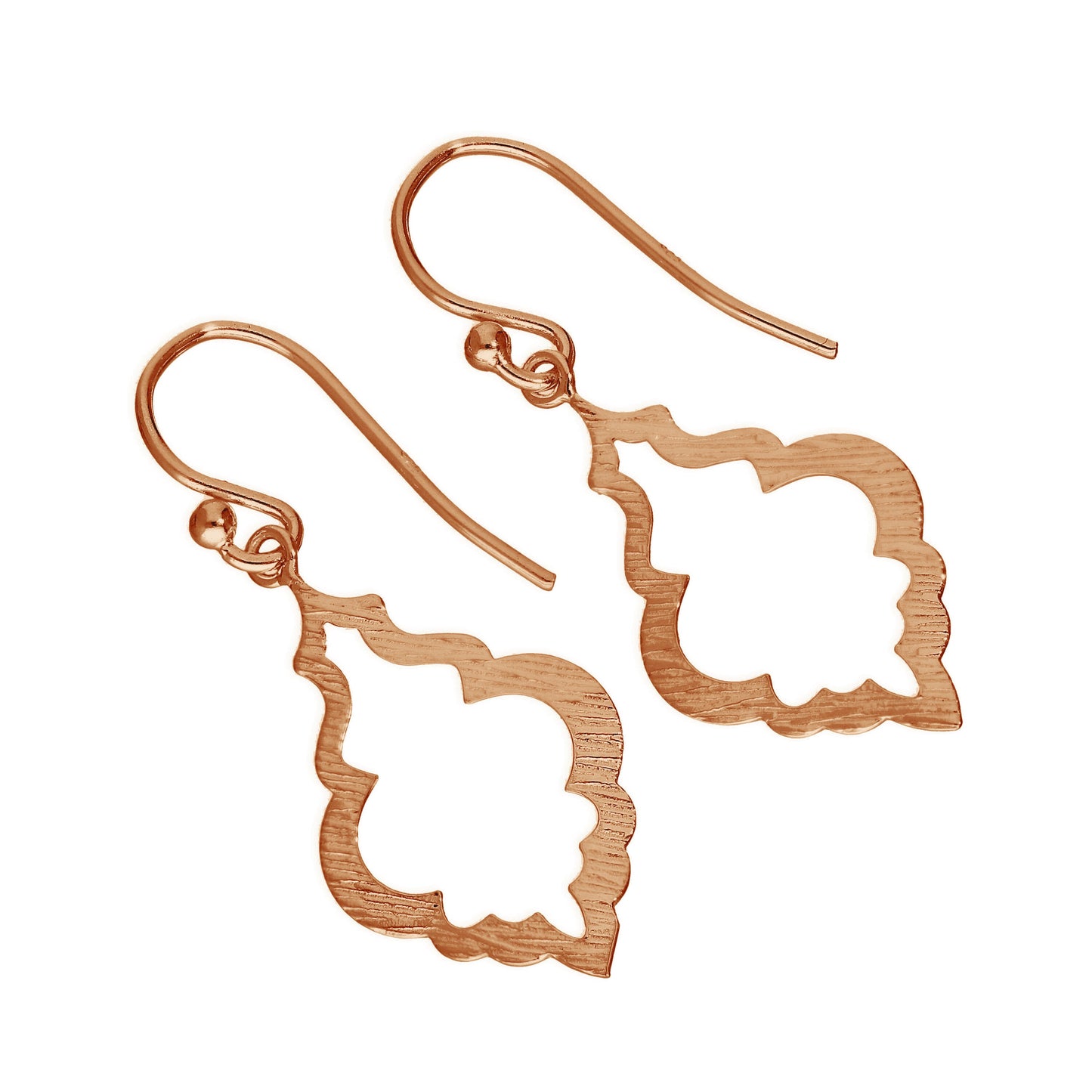 Rose Gold Plated Sterling Silver Open Shell Shape Drop Earrings