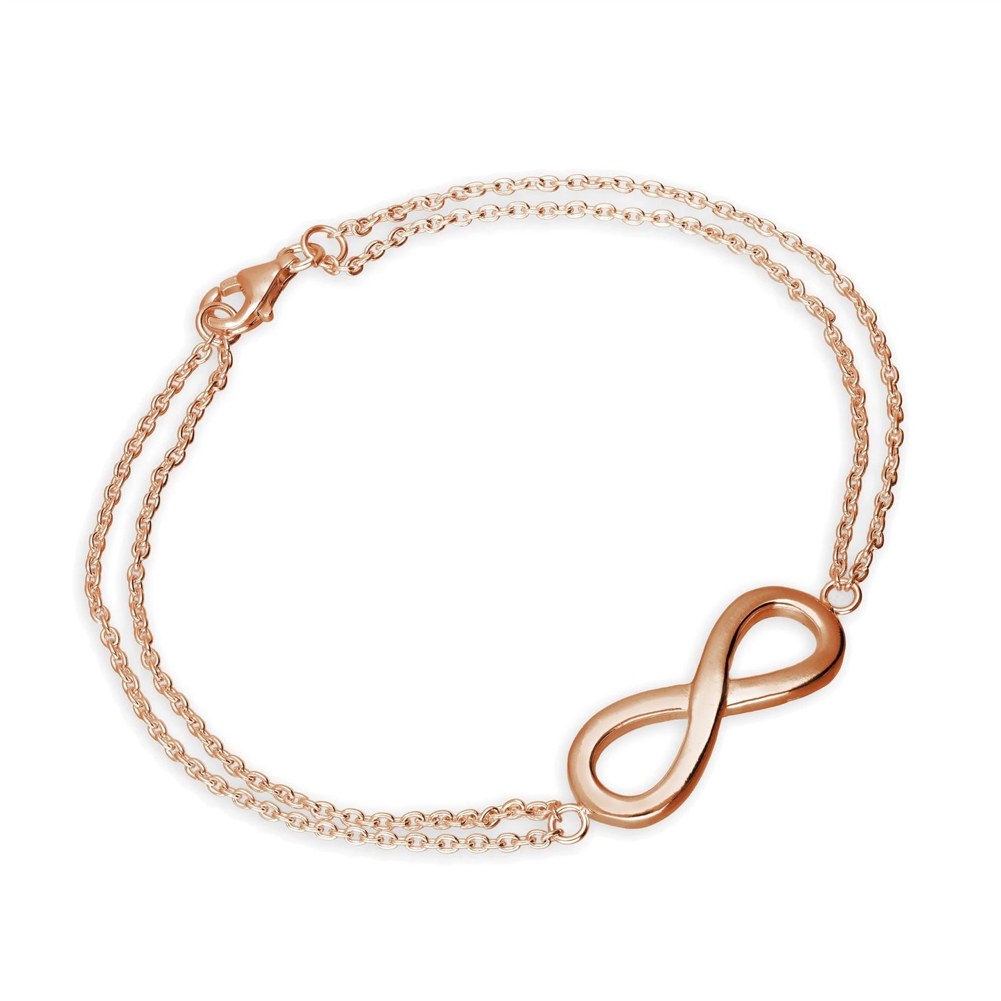 Rose Gold Plated Sterling Silver Large Infinity Bracelet 7.5"