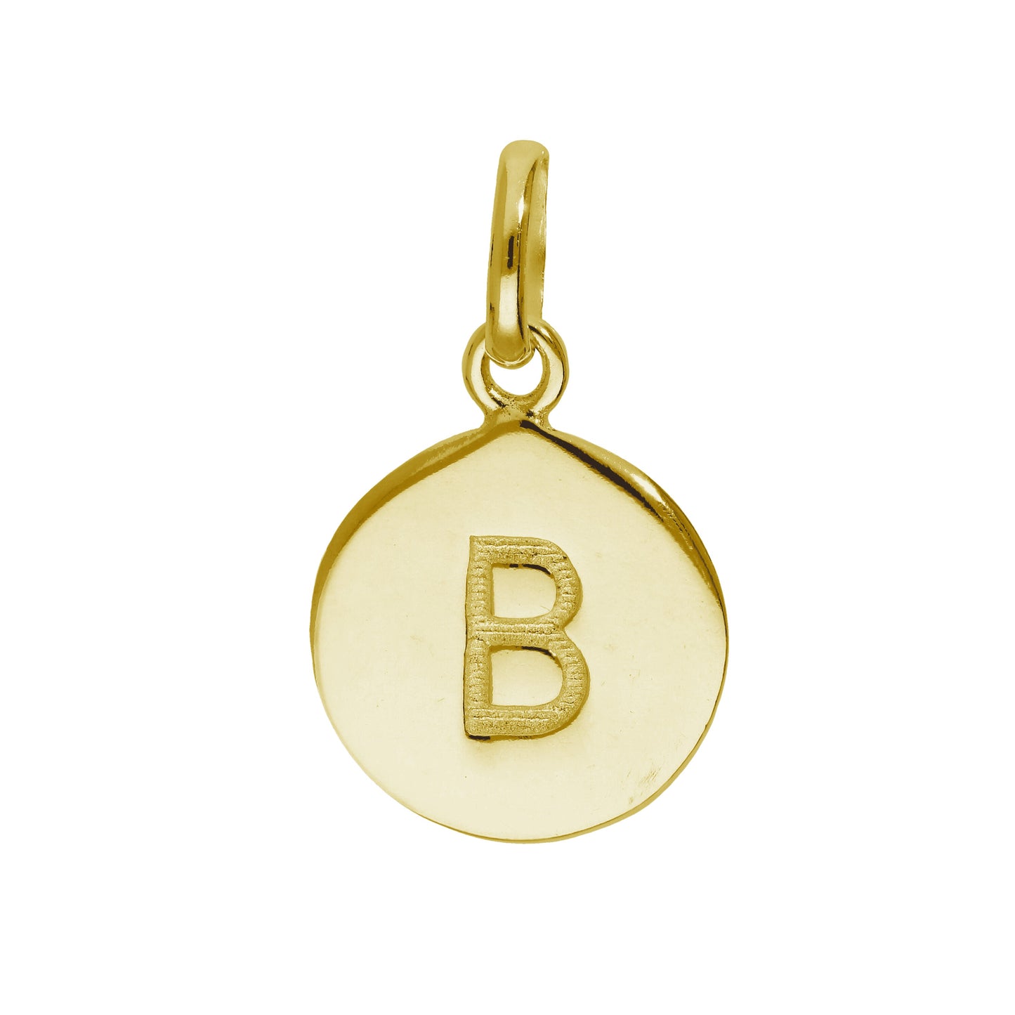 Gold Plated Sterling Silver Engravable Round Letter A-Z Charm