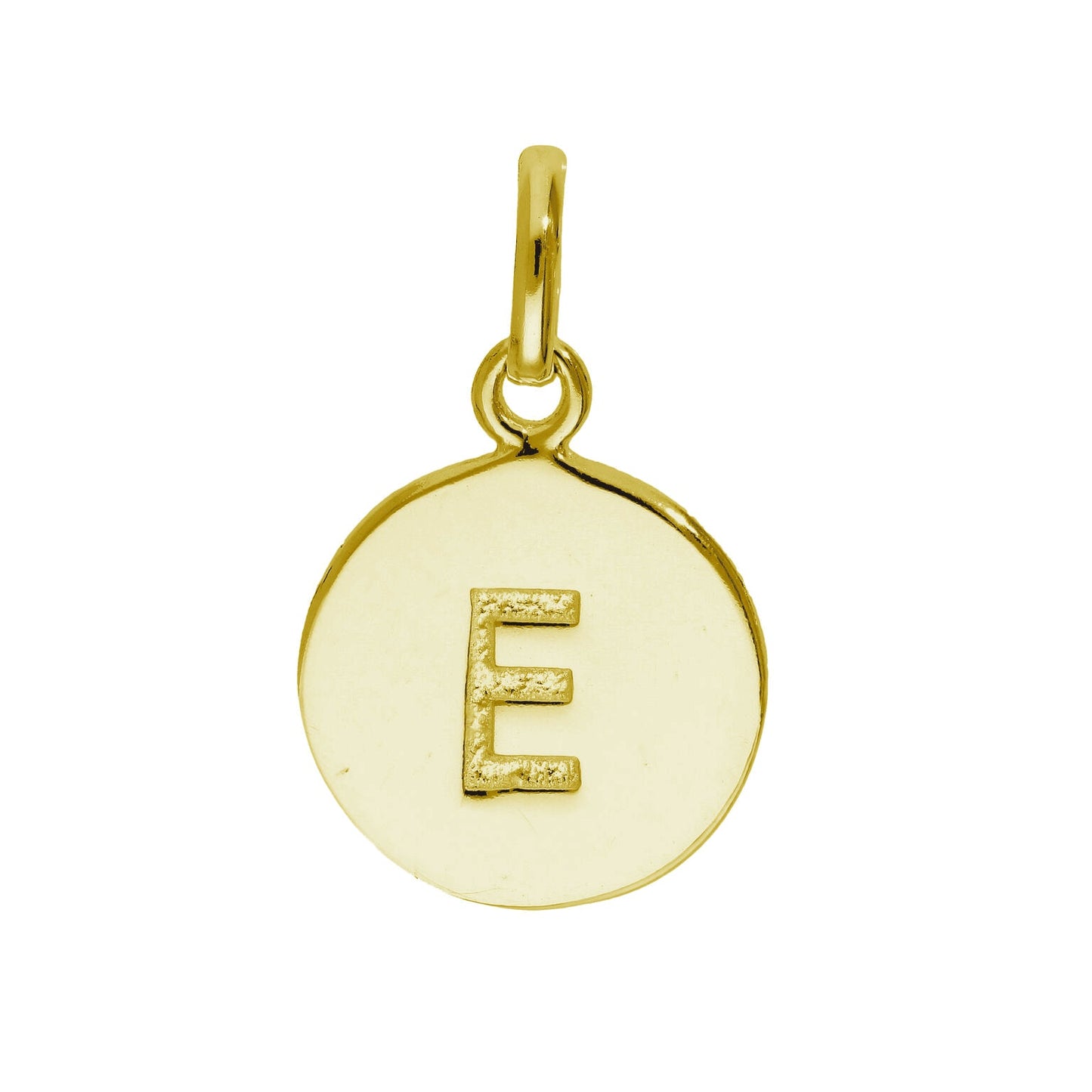 Gold Plated Sterling Silver Engravable Round Letter A-Z Charm