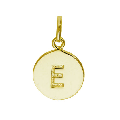 Gold Plated Sterling Silver Engravable Round Letter A-Z Charm