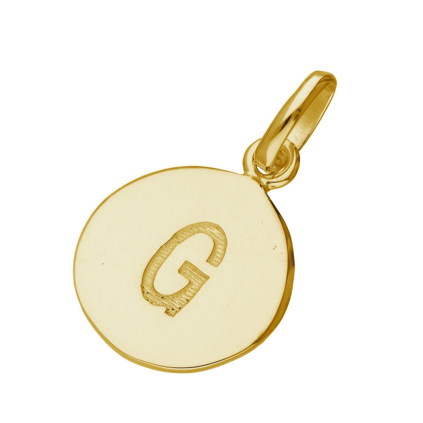 Gold Plated Sterling Silver Engravable Round Letter A-Z Charm