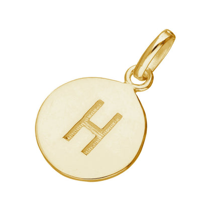 Gold Plated Sterling Silver Engravable Round Letter A-Z Charm