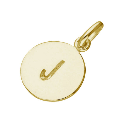 Gold Plated Sterling Silver Engravable Round Letter A-Z Charm