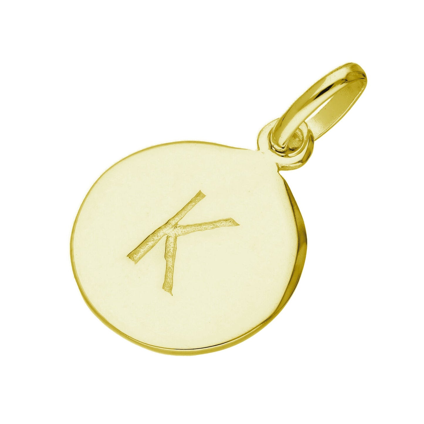 Gold Plated Sterling Silver Engravable Round Letter A-Z Charm