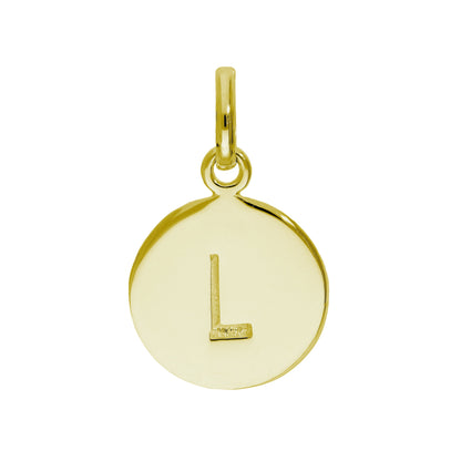 Gold Plated Sterling Silver Engravable Round Letter A-Z Charm