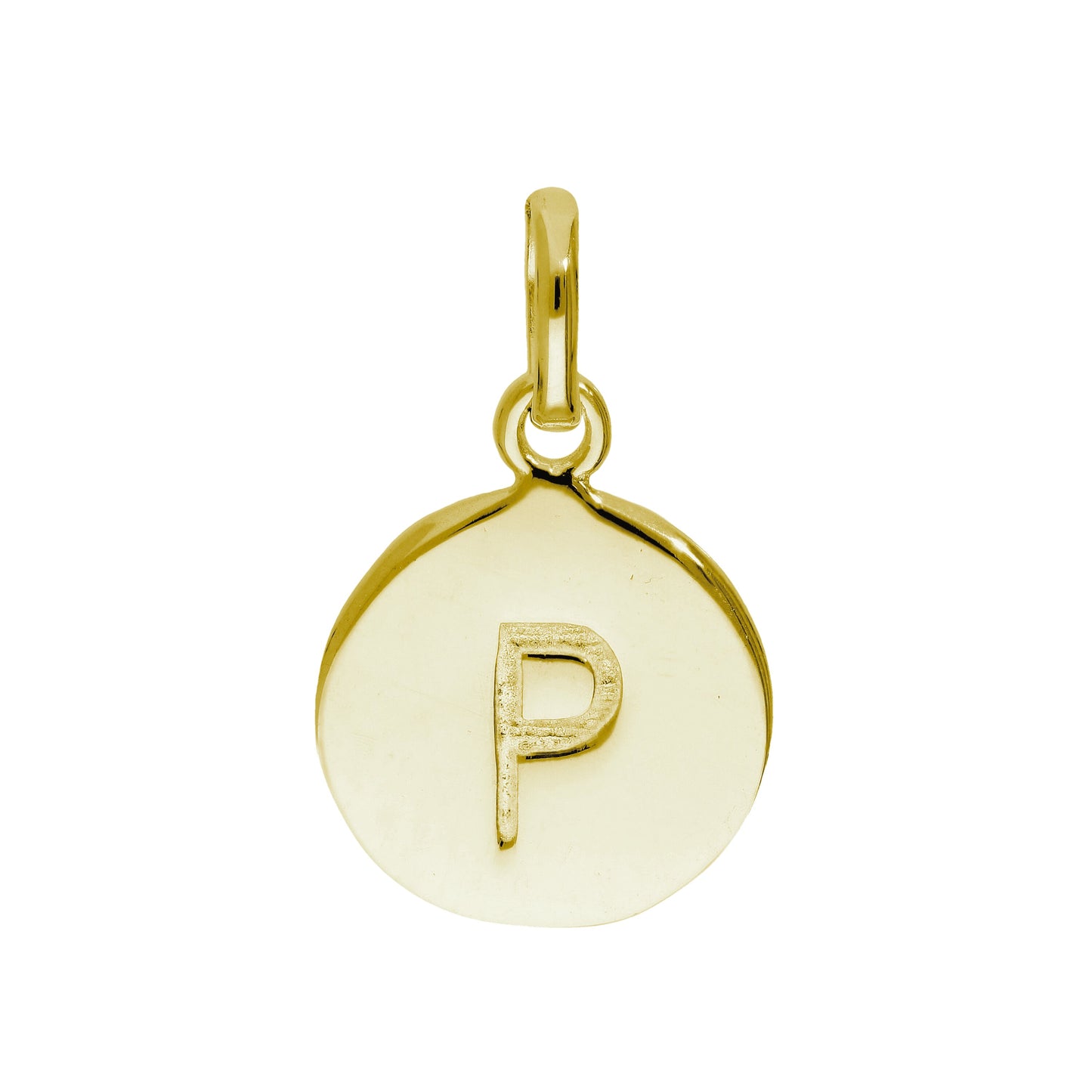 Gold Plated Sterling Silver Engravable Round Letter A-Z Charm