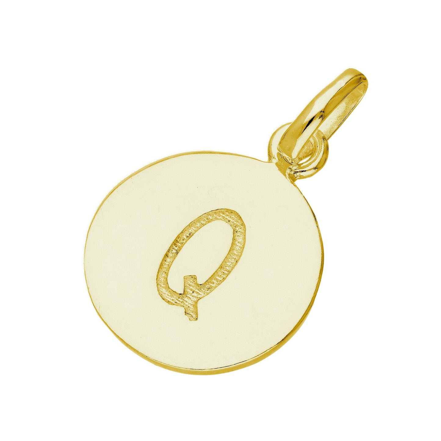 Gold Plated Sterling Silver Engravable Round Letter A-Z Charm