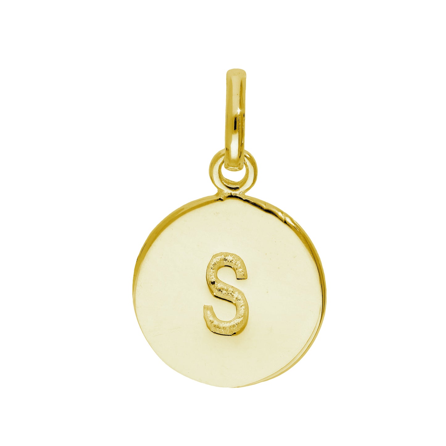 Gold Plated Sterling Silver Engravable Round Letter A-Z Charm