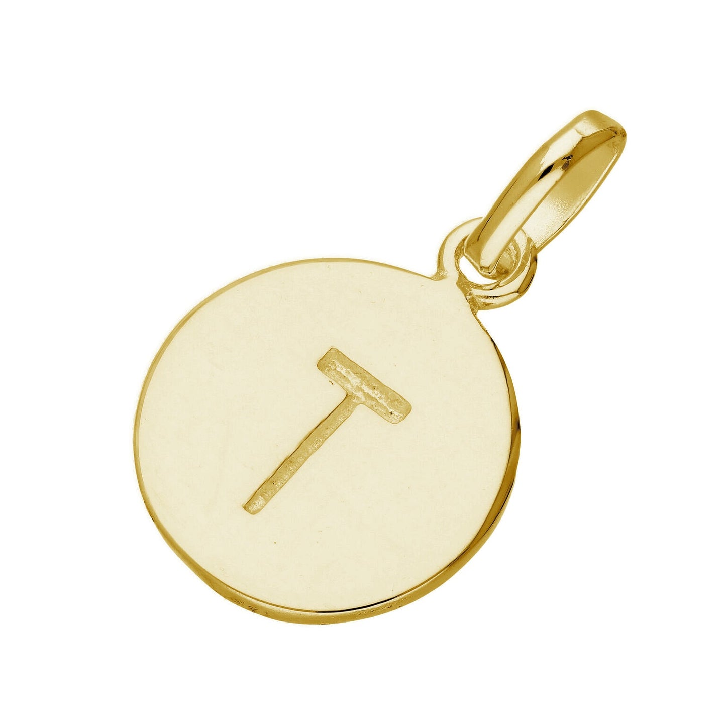 Gold Plated Sterling Silver Engravable Round Letter A-Z Charm