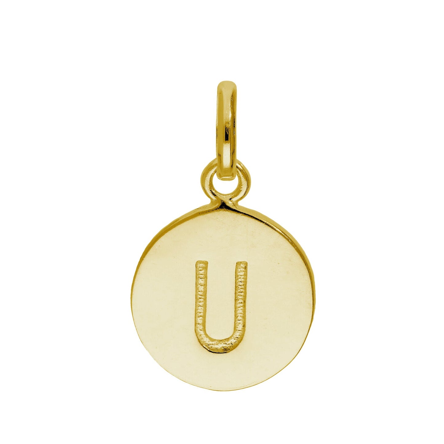 Gold Plated Sterling Silver Engravable Round Letter A-Z Charm