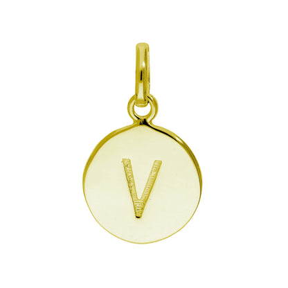 Gold Plated Sterling Silver Engravable Round Letter A-Z Charm