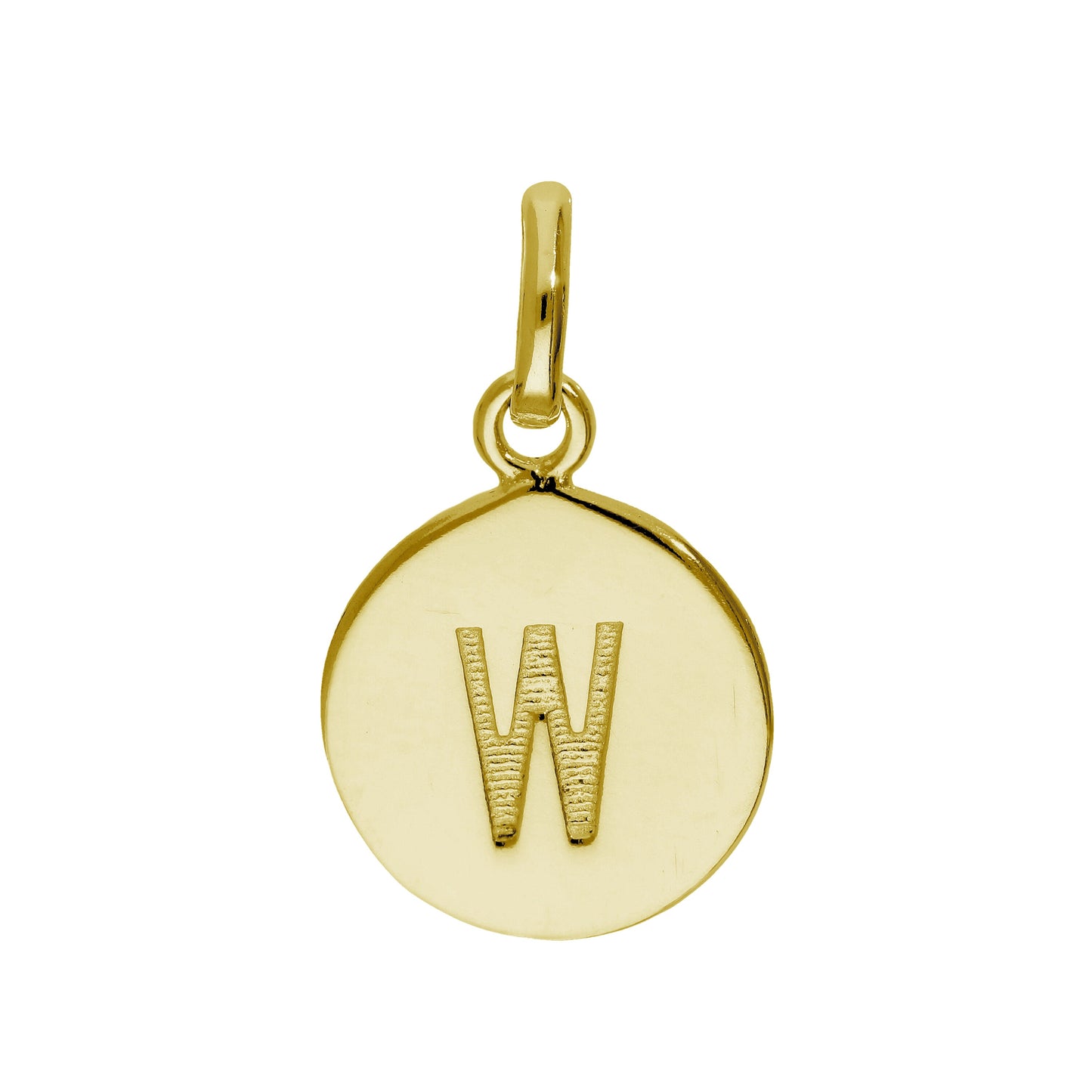 Gold Plated Sterling Silver Engravable Round Letter A-Z Charm