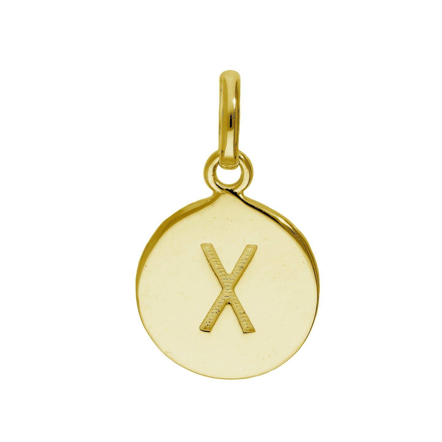 Gold Plated Sterling Silver Engravable Round Letter A-Z Charm