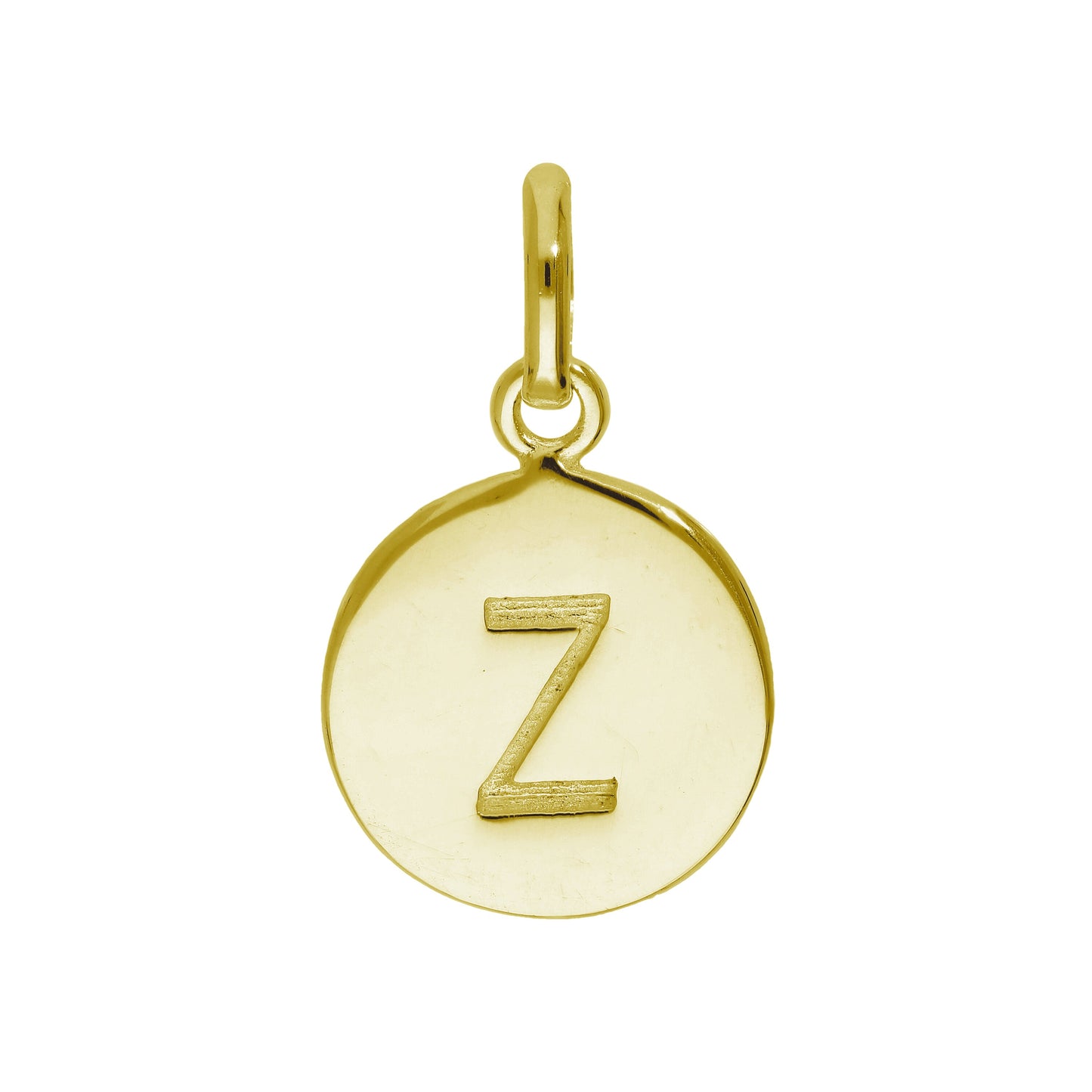 Gold Plated Sterling Silver Engravable Round Letter A-Z Charm