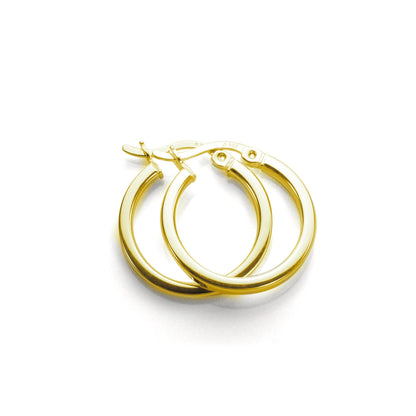 Gold Plated Sterling Silver Square Tube Hoop Earrings 12-40mm