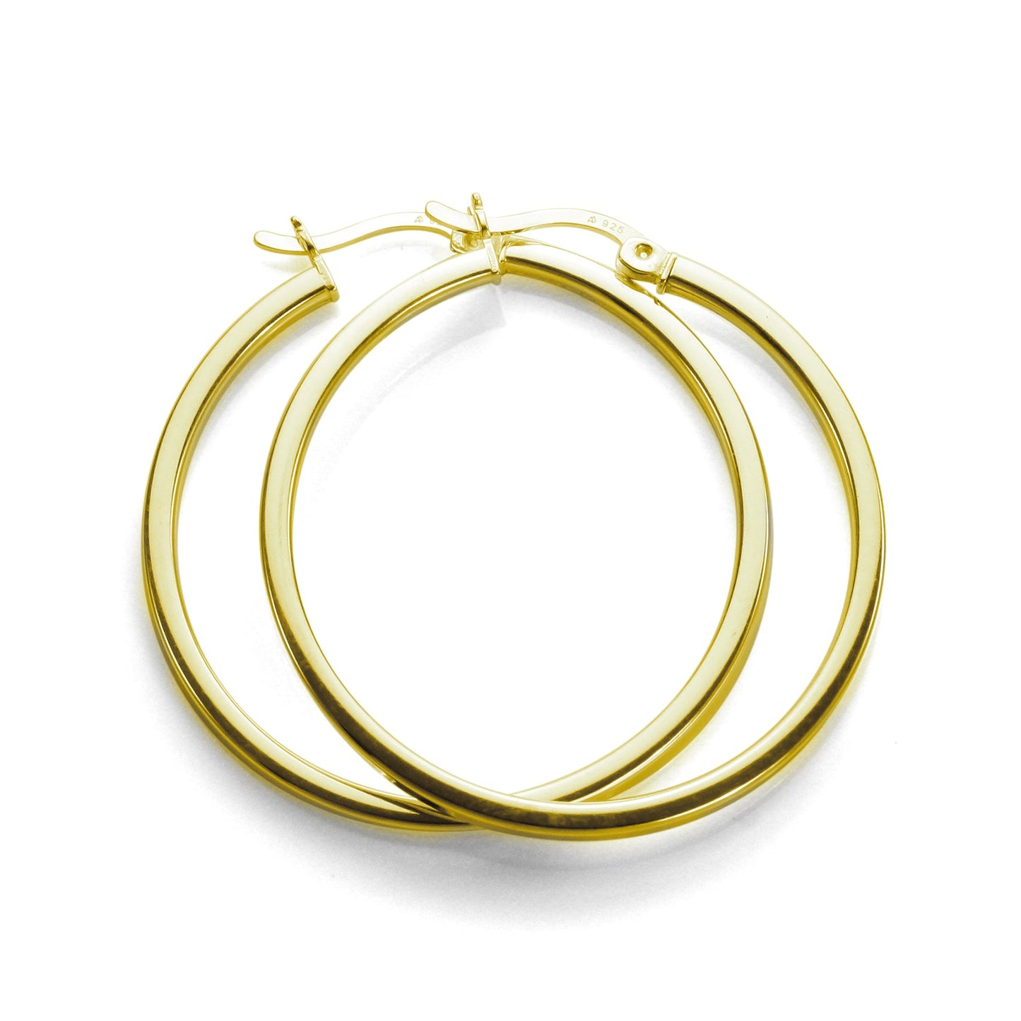 Gold Plated Sterling Silver Square Tube Hoop Earrings 12-40mm