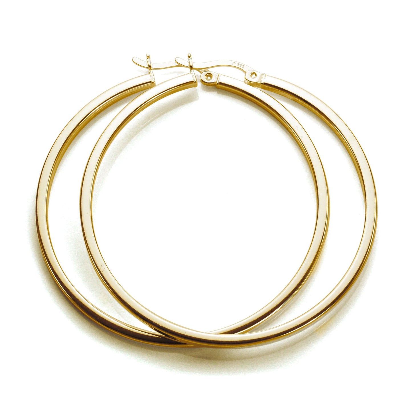 Gold Plated Sterling Silver Square Tube Hoop Earrings 12-40mm