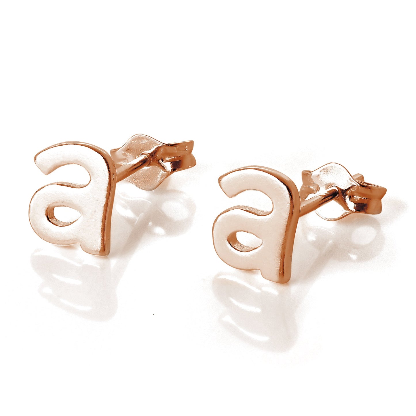 Rose Gold Plated Sterling Silver Alphabet Letters (A- T) Stud Earrings