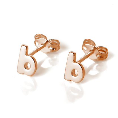 Rose Gold Plated Sterling Silver Alphabet Letters (A- T) Stud Earrings