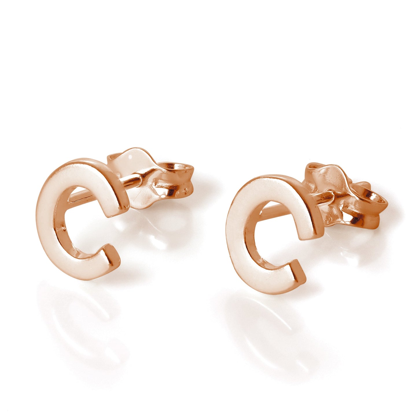 Rose Gold Plated Sterling Silver Alphabet Letters (A- T) Stud Earrings