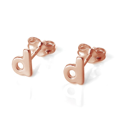 Rose Gold Plated Sterling Silver Alphabet Letters (A- T) Stud Earrings