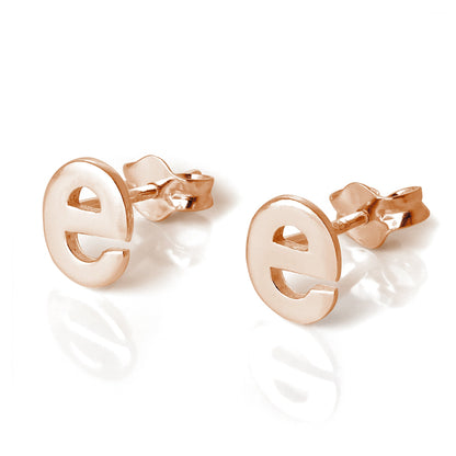 Rose Gold Plated Sterling Silver Alphabet Letters (A- T) Stud Earrings