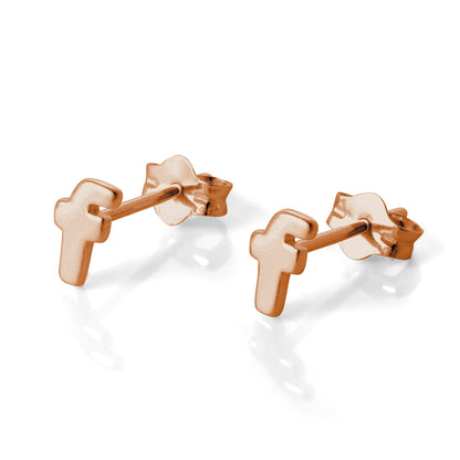 Rose Gold Plated Sterling Silver Alphabet Letters (A- T) Stud Earrings