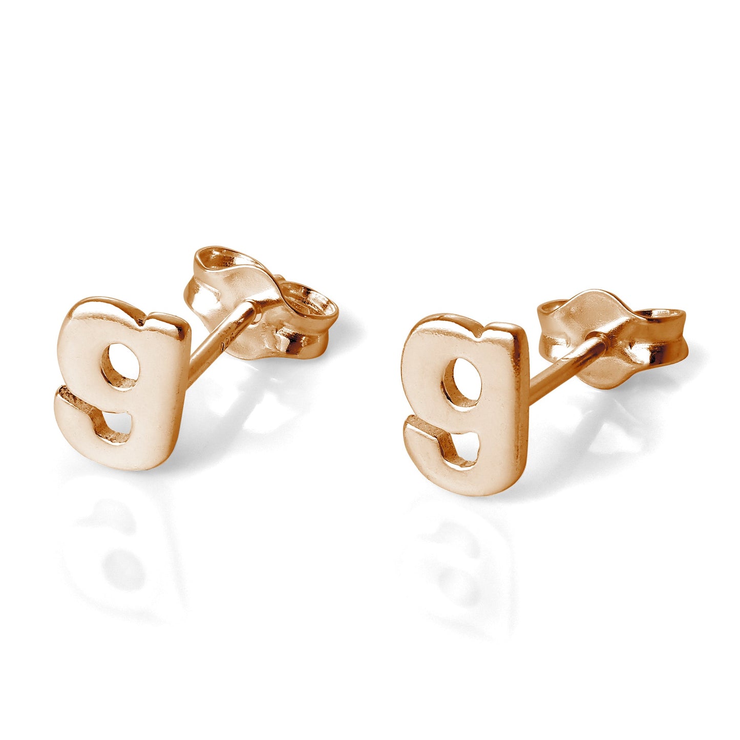 Rose Gold Plated Sterling Silver Alphabet Letters (A- T) Stud Earrings