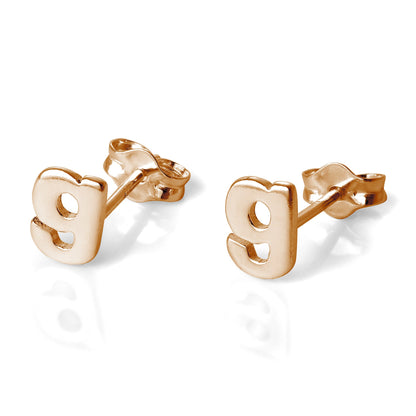 Rose Gold Plated Sterling Silver Alphabet Letters (A- T) Stud Earrings